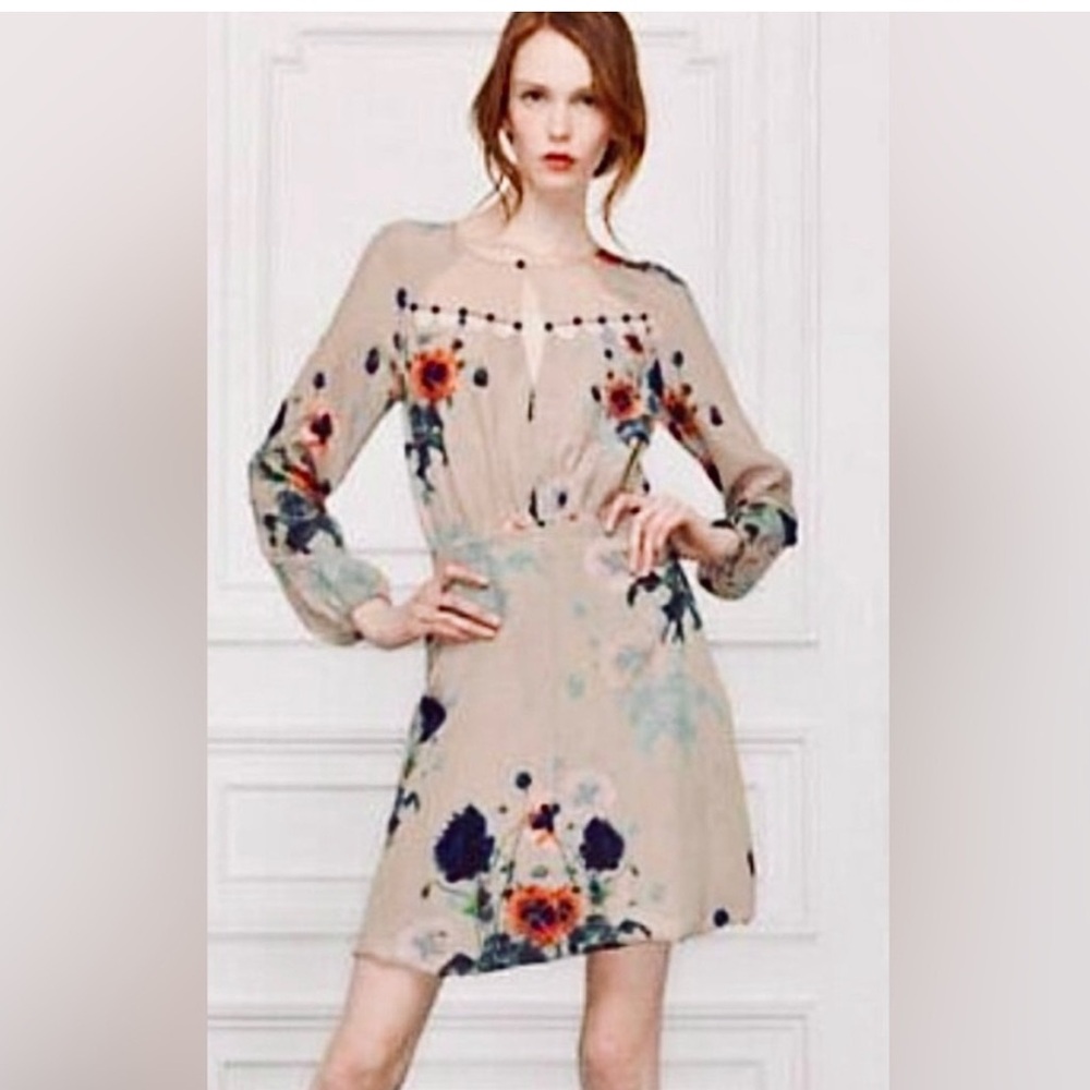 Anthropologie Leifsdottir Ottoman Poppies Silk
Dress Button Keyhole Size 8 M